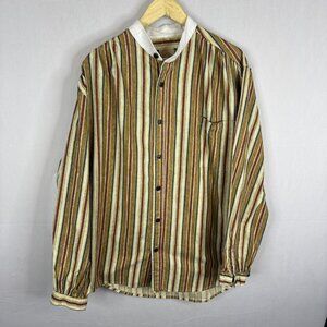 Vintage Mah Maker Frontier Wear Striped Button-Up Shirt Men’s Large USA